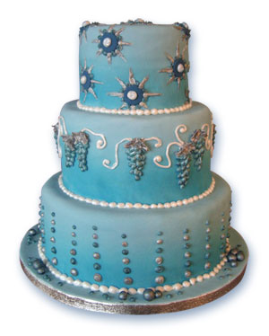 Blue and Silver 3-tier cake